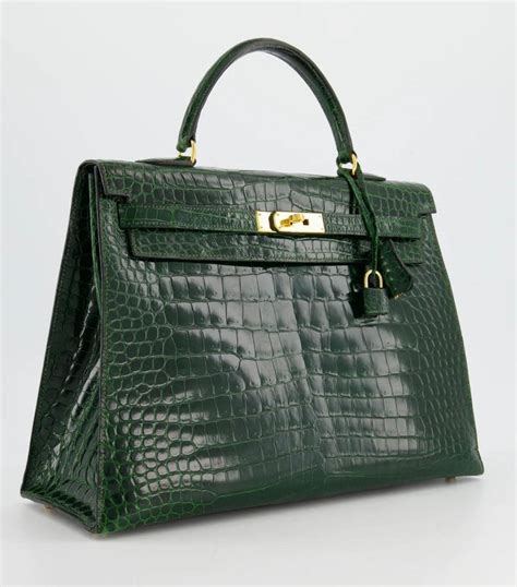 hermes kelly crocodile vert fonce|Hermes Vert Fonce Niloticus Crocodile Sellier Kelly .